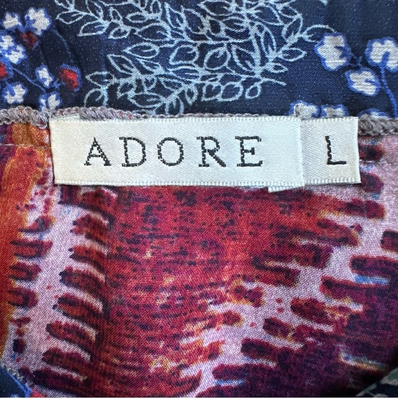 Adore Women’s Artsy Western Boho Patterned Sheer Extra‎ Long Button Down Shirt L - Picture 6 of 7